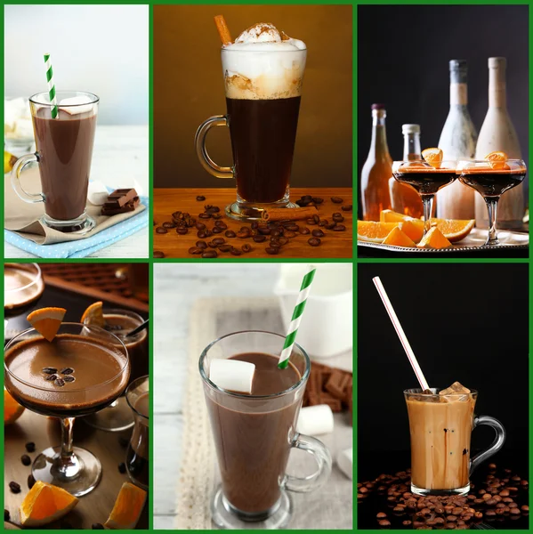 Kaffe drinkar collage — Stockfoto