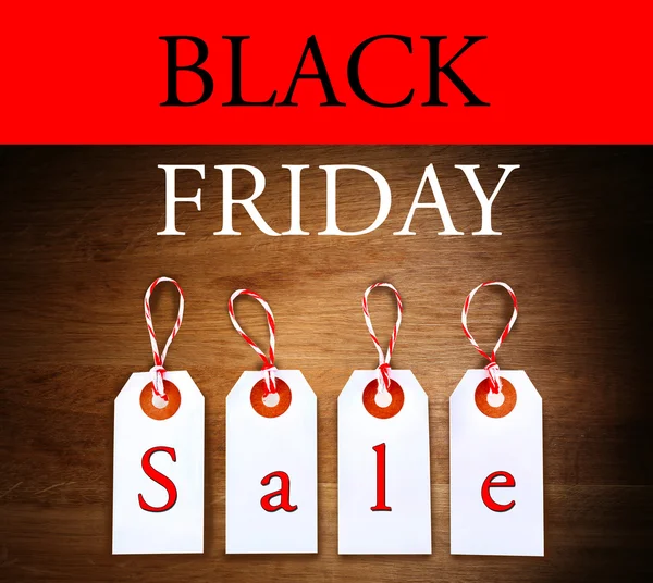 Black Friday Sale advertising on wooden background — Stock Photo, Image