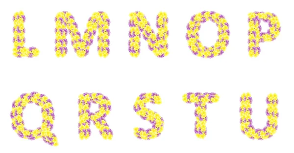 Polietilen, çiçekler, renkli çiçek yazı tipi İngilizce alfabesi harfleri — Stok fotoğraf