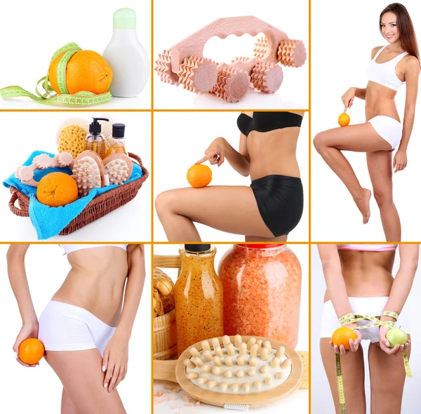 Collage di cura del corpo. Stile di vita sano concetto Fotografia Stock