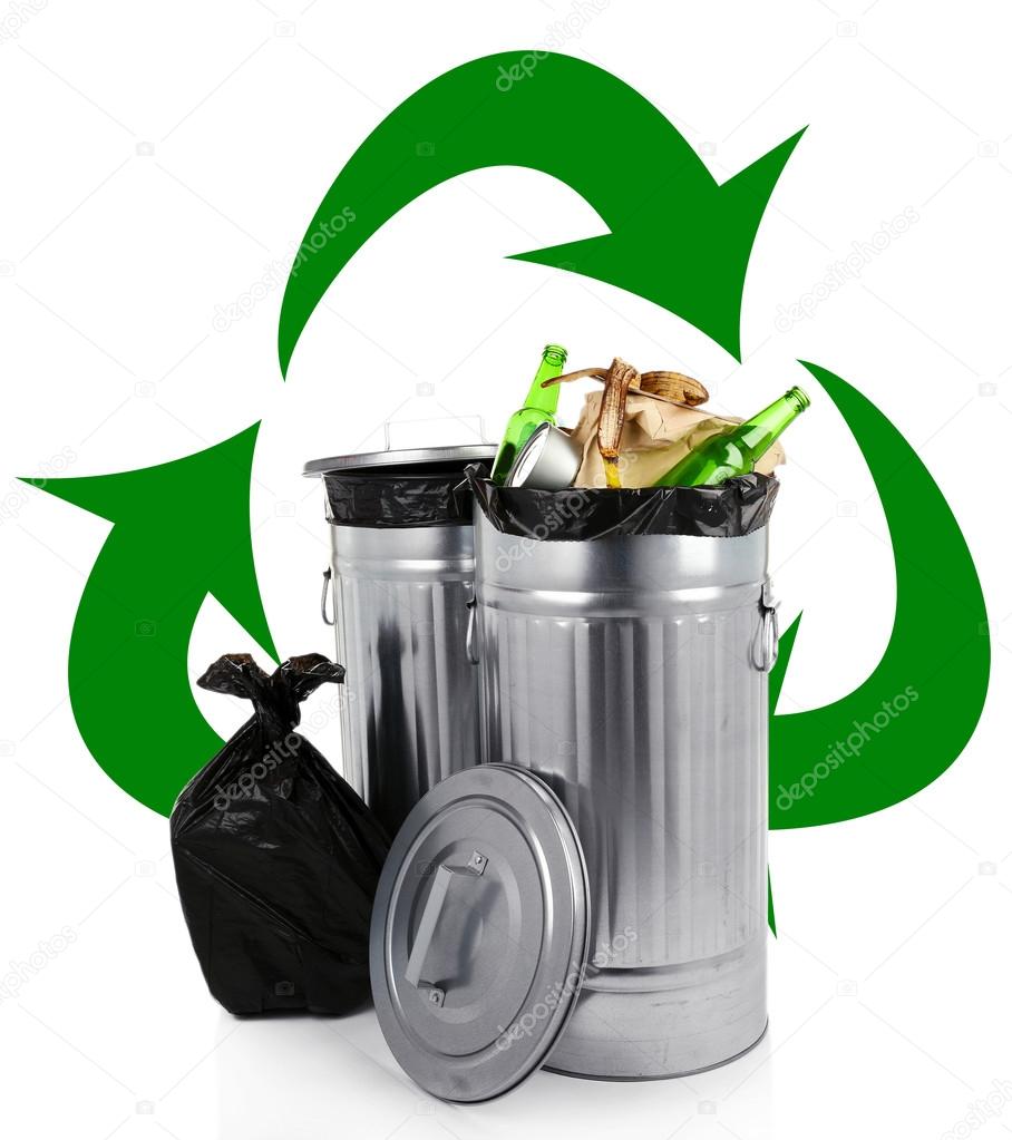 Recycling bins isolated on white, Recycle concept