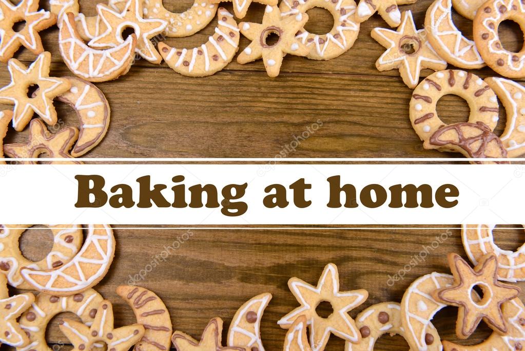 Delicious Christmas cookies on wooden background, Baking at home concept