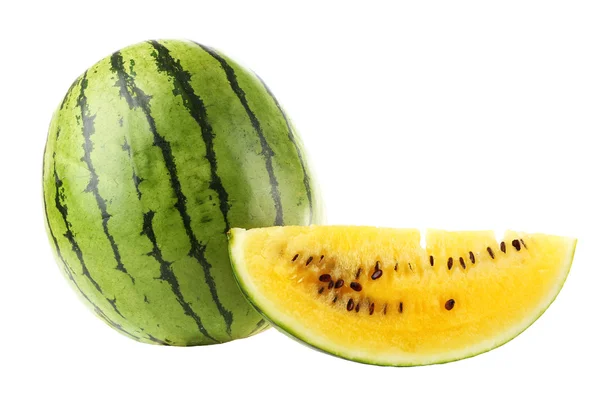 Gelbe Wassermelone isoliert auf Weiß — Stockfoto