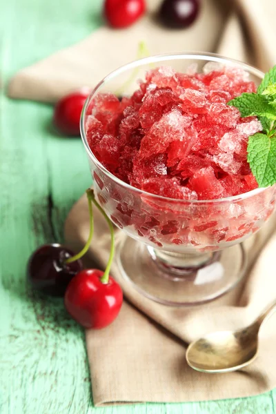 Cherry granita in glass bowl — Stock Photo, Image