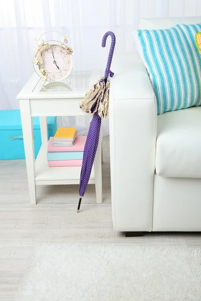 Umbrella in home interior close-up — Stock Photo, Image