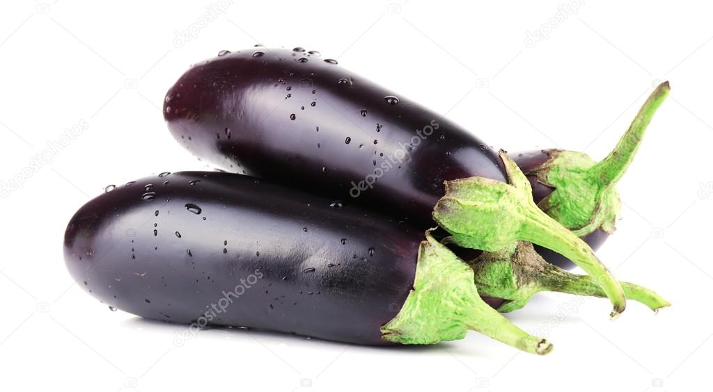 Aubergines isolated on white