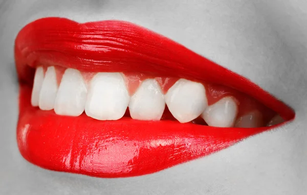 Glamour red gloss lips — Stock Photo, Image