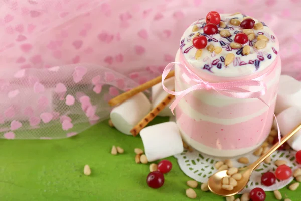 Cranberry milk dessert — Stock Photo, Image