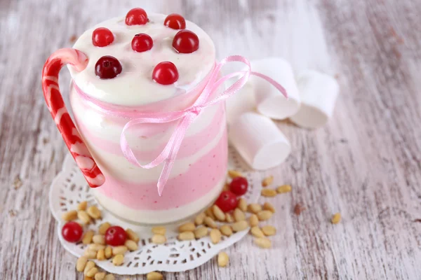 Raspberry milk dessert — Stock Photo, Image