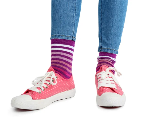 Female legs in colorful socks — Stock Photo, Image