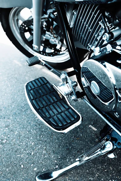 Detail with the foot-rest of motorcycle — Stock Photo, Image