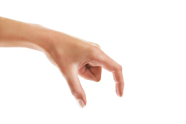 Mão humana isolada em branco — Fotografia de Stock