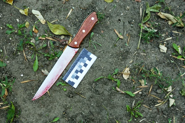 Bloody crime knife — Stock Photo, Image