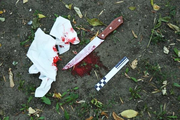 Bloody crime knife — Stock Photo, Image
