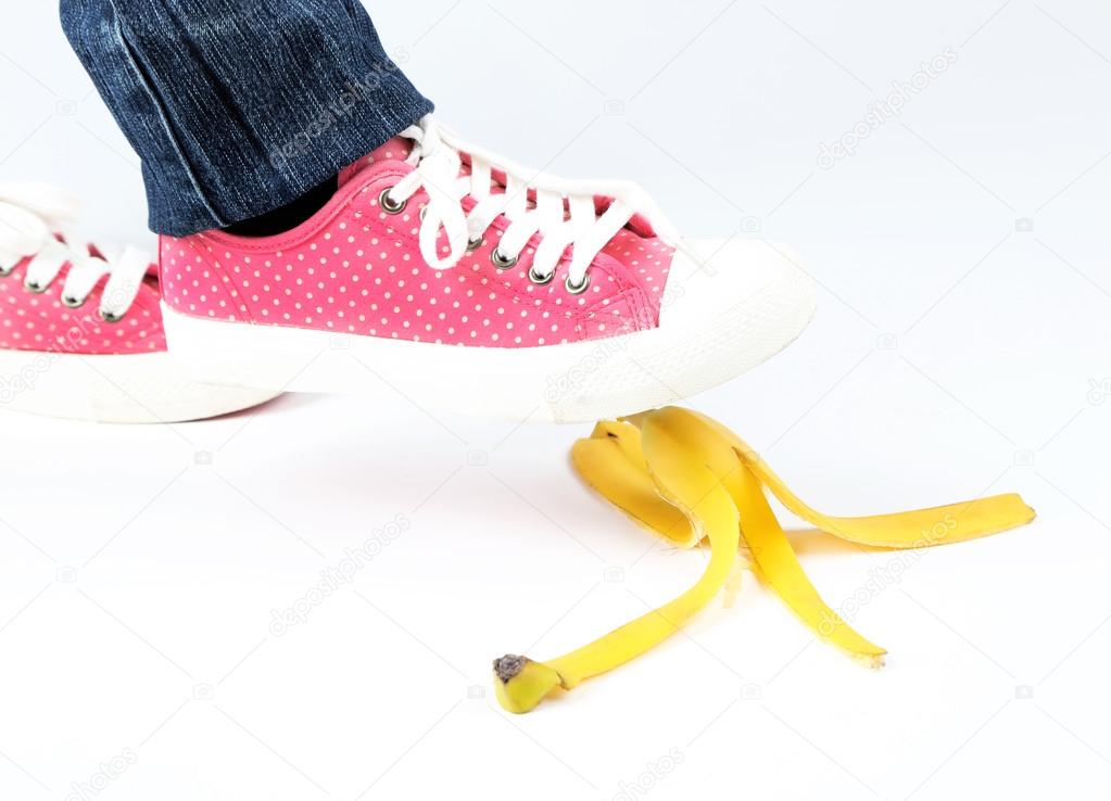 Shoe to slip on banana peel