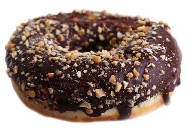 Beyaz izole lezzetli çikolatalı çörek