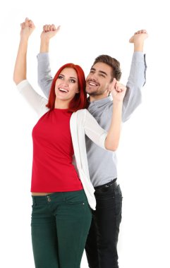 sevgi dolu çift üzerinde beyaz izole