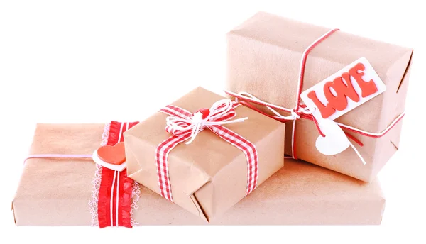 Tres cajas de regalo aisladas en blanco —  Fotos de Stock
