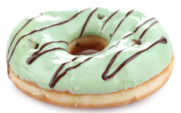 Delicioso donut com esmalte de cor isolado em branco — Fotografia de Stock
