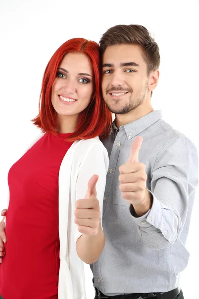 Casal amoroso isolado no branco — Fotografia de Stock