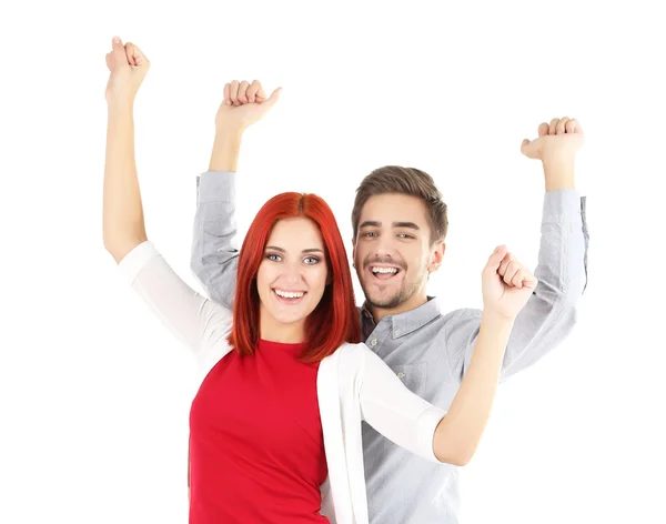 Loving couple isolated on white — Stock Photo, Image