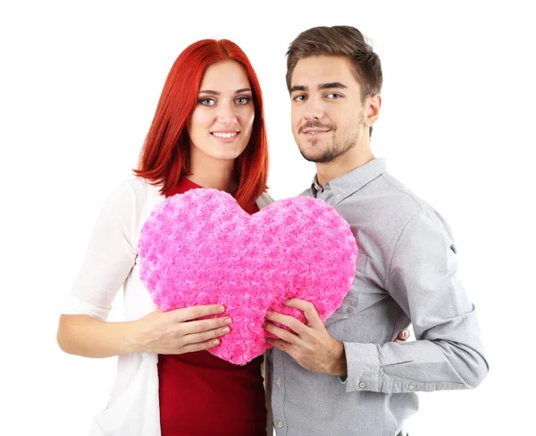 Loving couple with heart — Stock Photo, Image
