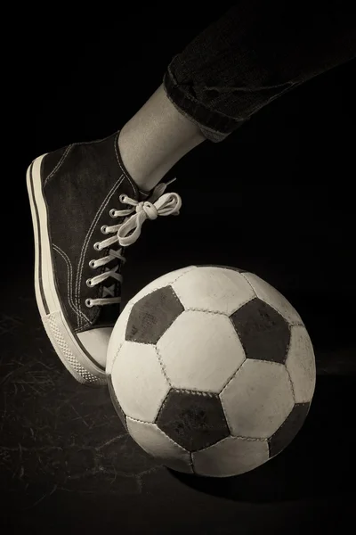 Soccer ball on black background — Stock Photo, Image