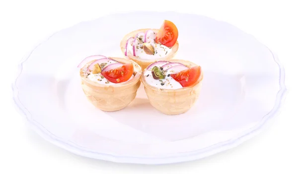 Tartlets yeşil ve sebze ile — Stok fotoğraf