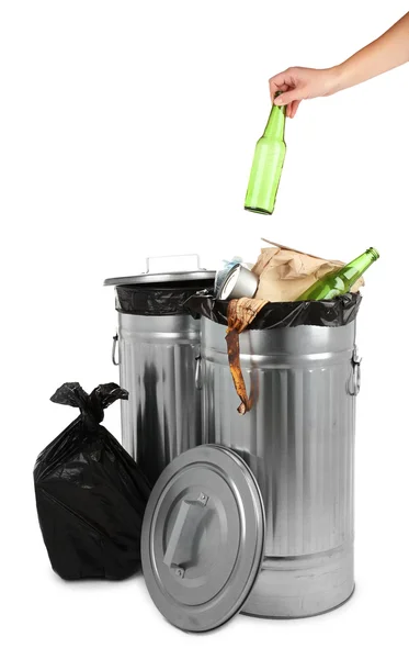 白で隔離されるリサイクルのゴミ箱 — ストック写真