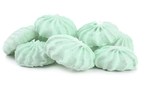 Mint color meringues isolated on white — Stock Photo, Image