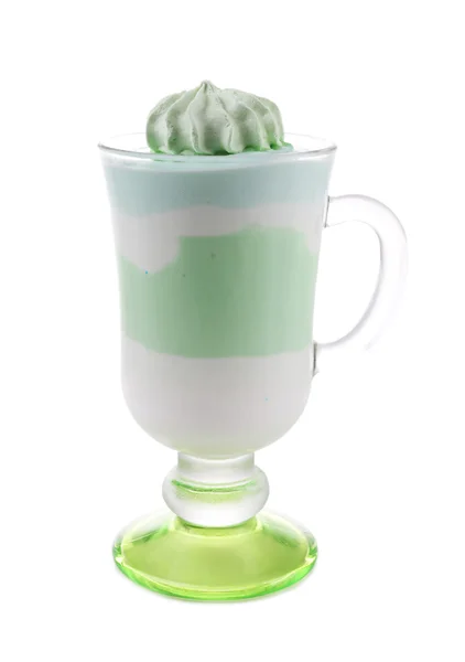 Mint milk dessert in glass isolated on white — Stock Photo, Image