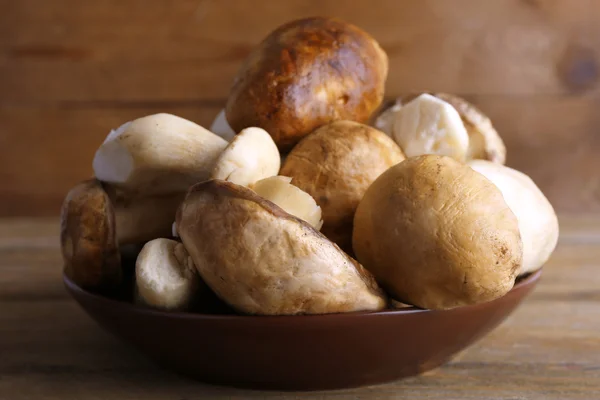 Wild mushrooms on plate — Stock Photo, Image