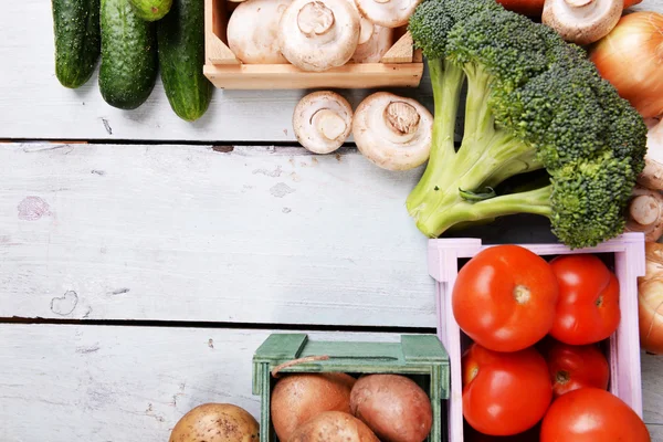 Different vegetables in boxes — Stock Photo, Image