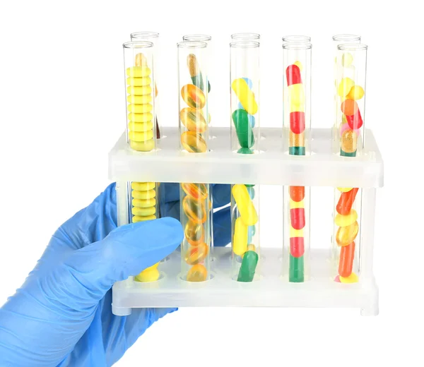 Hand holding test tubes — Stock Photo, Image