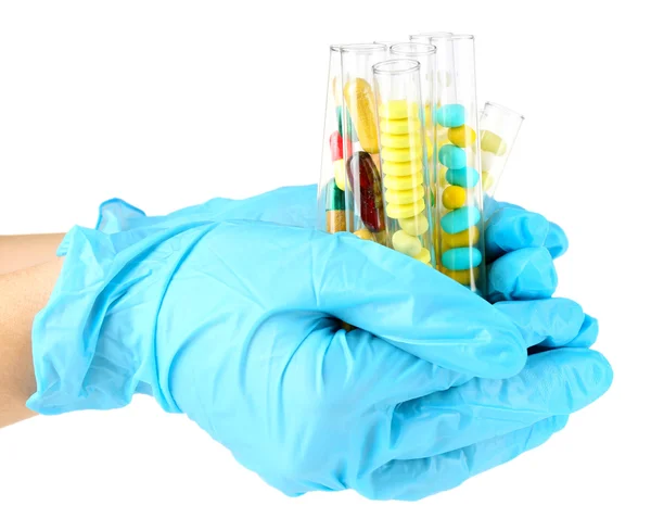 Hand holding test tubes — Stock Photo, Image