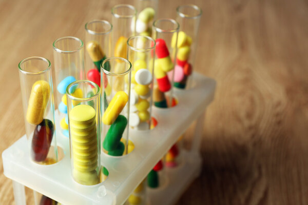 Color drugs in test tubes