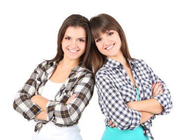 Güzel kızlar ikiz izole beyaz