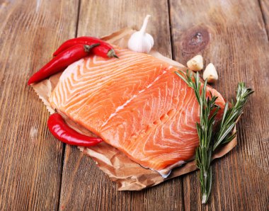 Baharatlı taze somon.