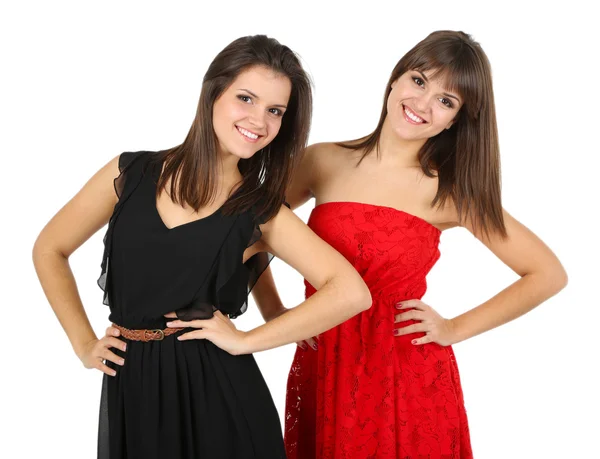 Schöne Mädchen Zwillinge isoliert auf weiß — Stockfoto