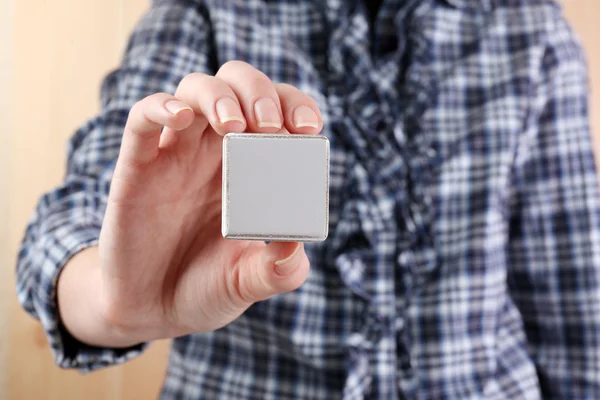 Educational cubes in hands — Stock Photo, Image