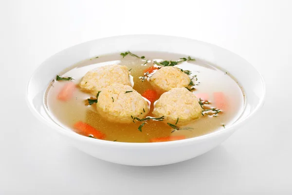 Soup with meatballs in bowl — Stock Photo, Image