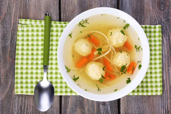 Soup with meatballs and noodles — Stock Photo, Image