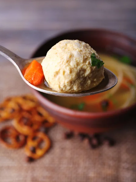 Soup with meatballs and noodles — Stok fotoğraf