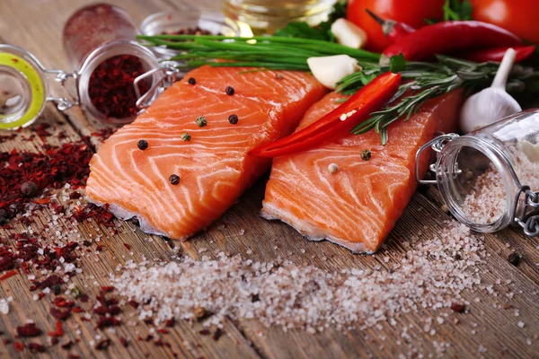 stock image Fresh salmon with spices