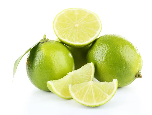 Fresh juicy limes isolated on white — Stock Photo, Image