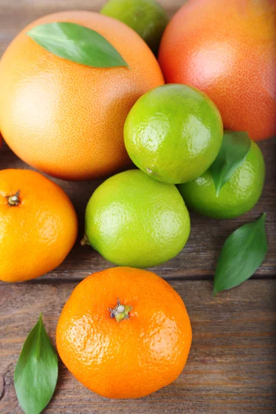 Mogen citrus med gröna blad — Stockfoto