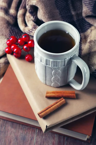 Tasse Tee mit Buch — Stockfoto