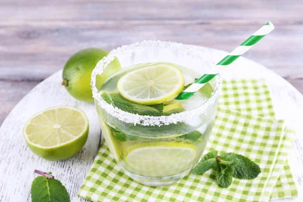 Lemonade in glass on tray — Stock Photo, Image