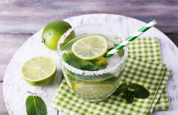 Lemonade in glass on tray — Stock Photo, Image