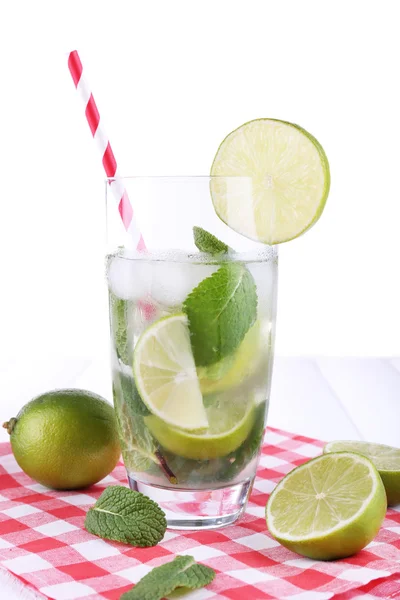 Lemonade in glass on napkin — Stock Photo, Image
